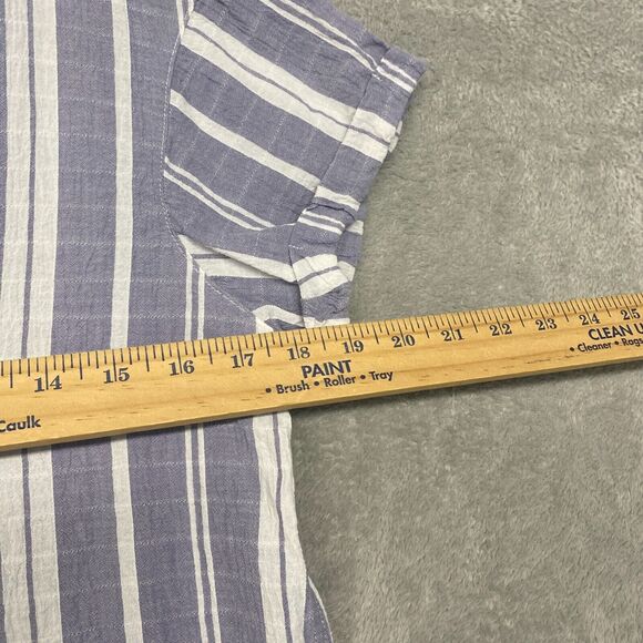 Eddie Bauer Shirt Womens Small Blue Stripe Button Up Cotton Short Sleeve Collar - Picture 4 of 7